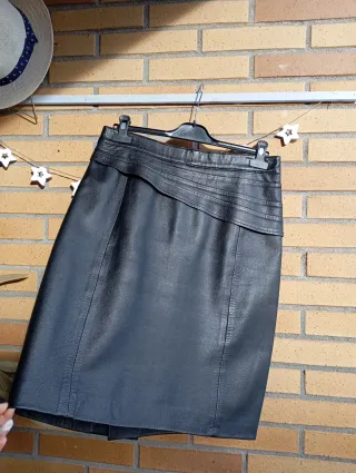 Falda cuero natural vintage