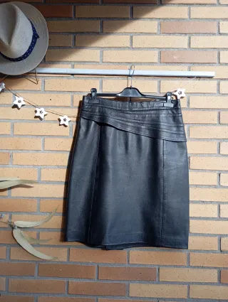 Falda cuero natural vintage