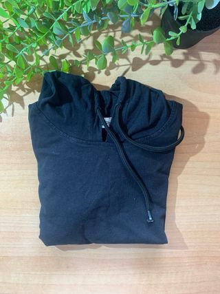 Top corto con capucha Nike negro XS