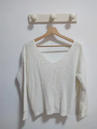 Jersey punto blanco perlas