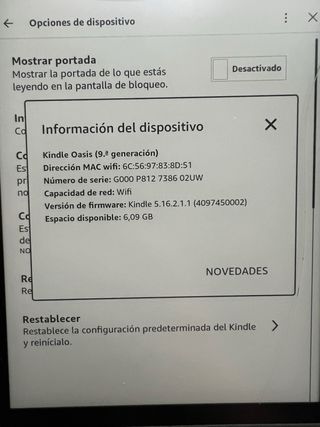 Kindle Oasis 9 Negro