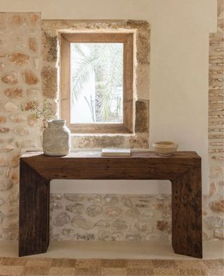 Consola rustica in legno per ingresso