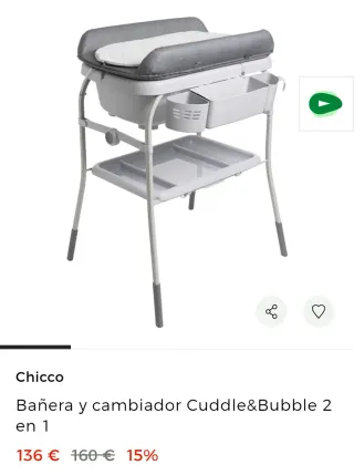 Bañera Bebé Chicco Cuddle & B Cambiador