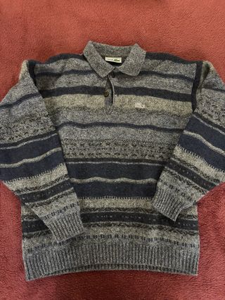 Jersey Lacoste Rayas Hombre Azul/Gris