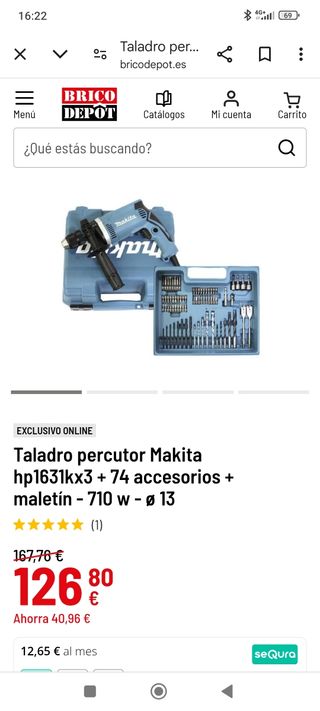 Taladro Makita HD 1631 con maletín