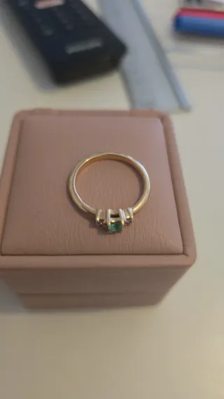 Anillo Oro 18k Esmeralda Colombiana Diamantes