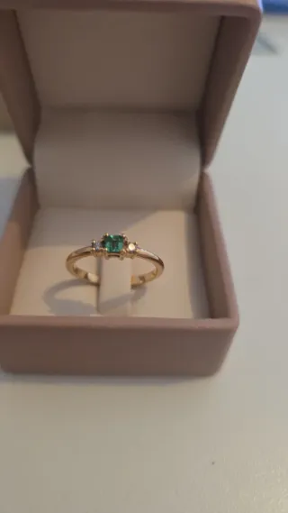 Anillo Oro 18k Esmeralda Colombiana Diamantes