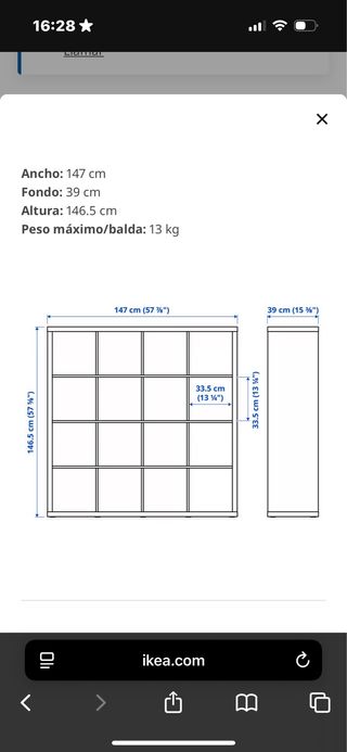 Mueble Kallax 16 cubos Ikea blanco