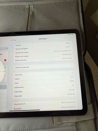 iPad Air 11 Wifi 256GB M2 Gris Espacial Garantía