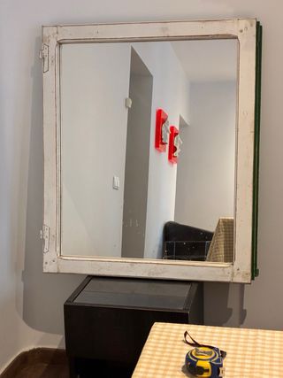 Espejo Marco Madera Blanco y Verde