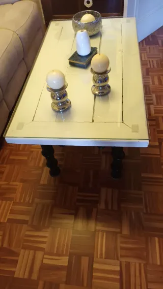 Mesa de salón forja y cristal