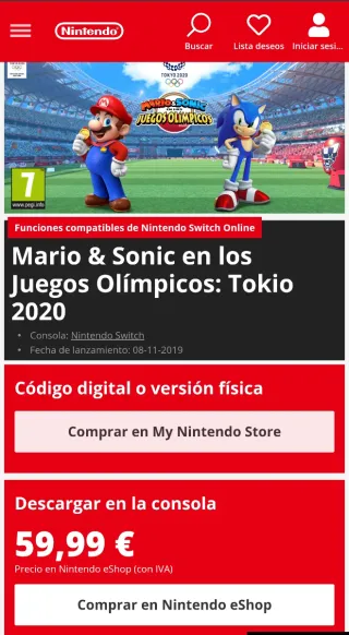 Mario & Sonic Juegos Olímpicos Tokyo 2020 Switch