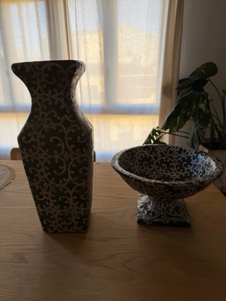 Conjunto Jarrón y Fuente Cerámica Diseño