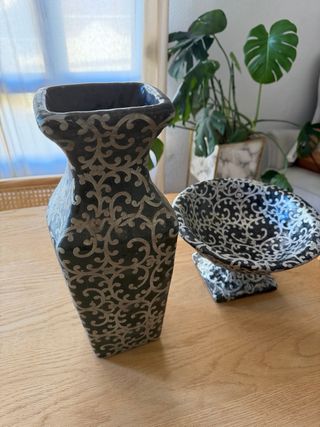 Conjunto Jarrón y Fuente Cerámica Diseño