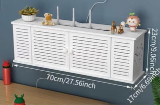 Mueble organizador router, cables y enchufe Blanco