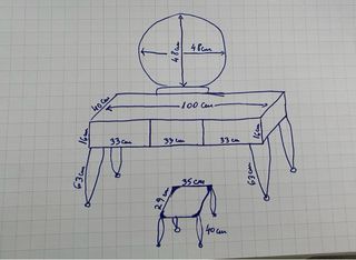 Tocador/Escritorio blanco con taburete rosa