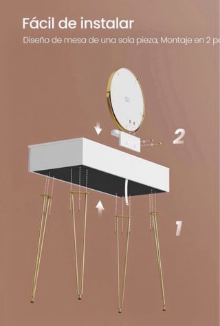 Tocador/Escritorio blanco con taburete rosa