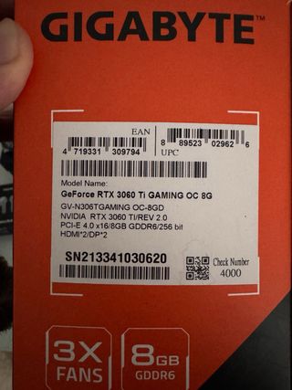 Tarjeta Gráfica Gigabyte RTX 3060 Ti