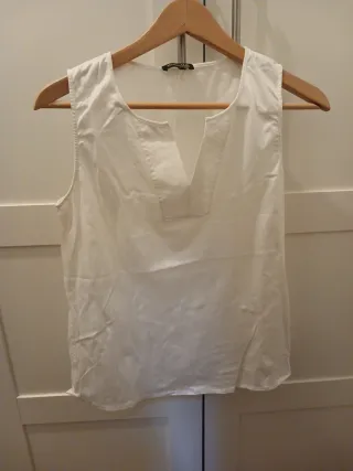 Blusa sin mangas Massimo Dutti blanca