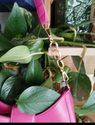 Bolso rosa con detalles dorados