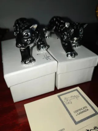 Coppia fermacarte pantera in metallo