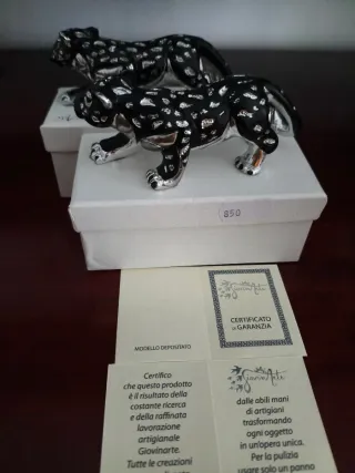 Coppia fermacarte pantera in metallo