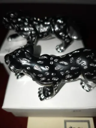 Coppia fermacarte pantera in metallo