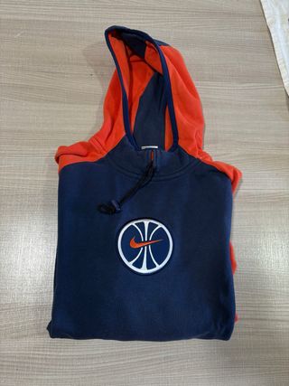 Felpa Nike Blu/Arancione con Logo Basket Vintage
