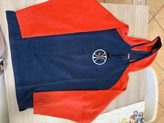 Felpa Nike Blu/Arancione con Logo Basket Vintage