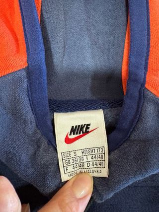 Felpa Nike Blu/Arancione con Logo Basket Vintage