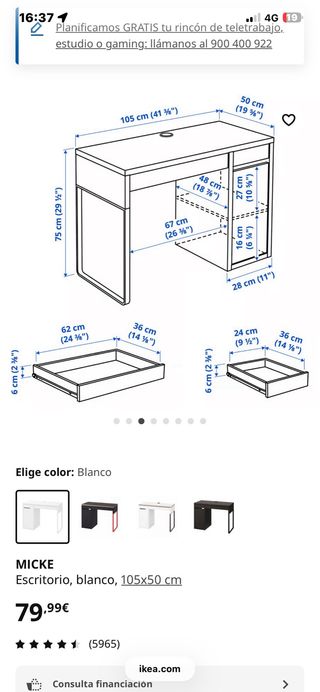 Escritorio blanco y naranja con diseño