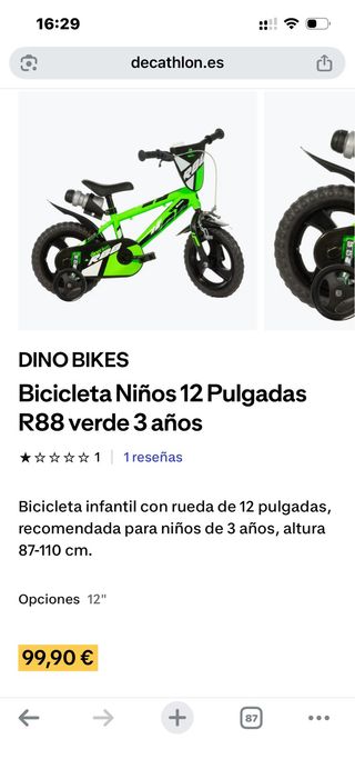 Bicicleta Infantil 12 Pulgadas Modelo R88 Verde