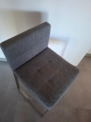 Set 2 Sgabelli Tessuto Grigio e Metallo