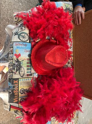 Gorro y boas rojas para carnaval
