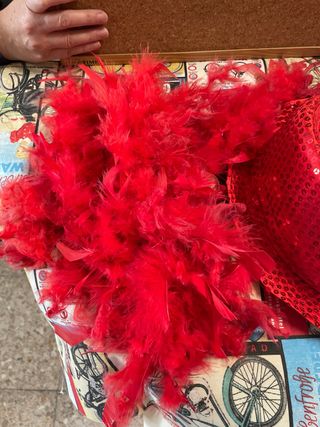 Gorro y boas rojas para carnaval