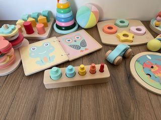 Lote Juguetes Madera y Tela Bebé