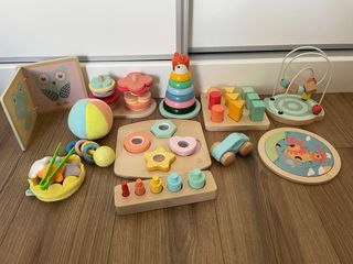 Lote Juguetes Madera y Tela Bebé