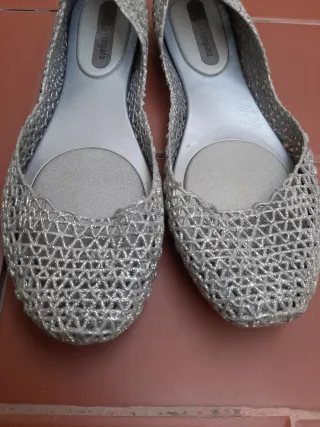 Manoletinas Melissa T-38 caladas plateadas brilli