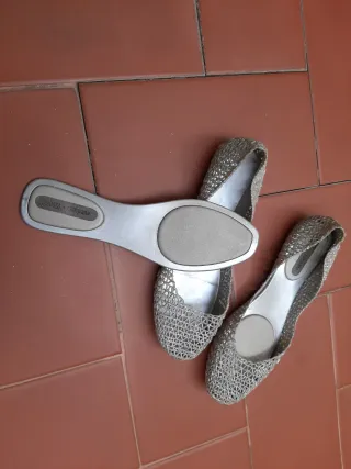 Manoletinas Melissa T-38 caladas plateadas brilli