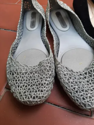 Manoletinas Melissa T-38 caladas plateadas brilli