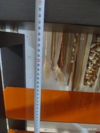 Consola d'ingresso in legno e vetro arancione