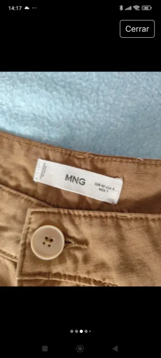 Pantalones rectos beige Mango T.40