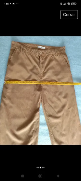 Pantalones rectos beige Mango T.40