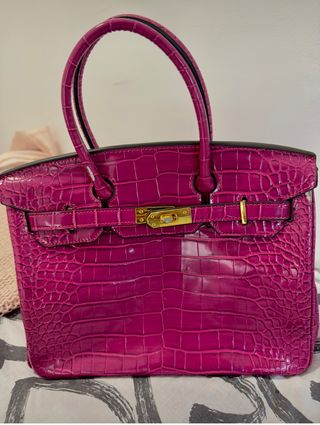 Bolso Birkin Rosa Cocodrilo