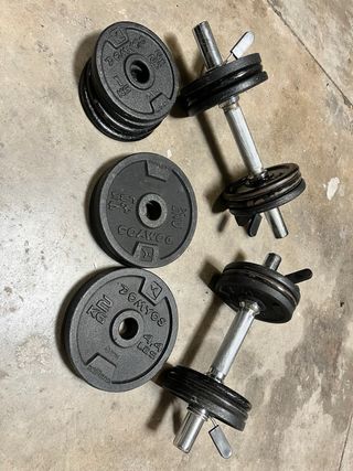 Juego de pesas y barra