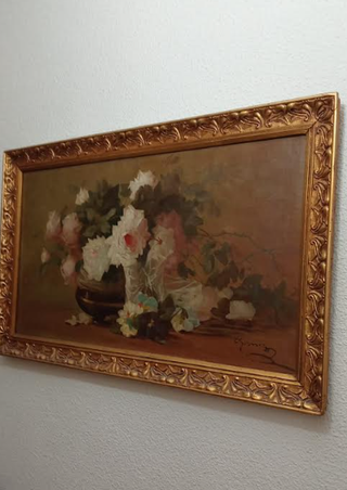 Cuadro bodegón floral antiguo