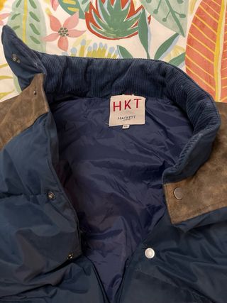 Chaleco HACKETT plumífero azul y marrón