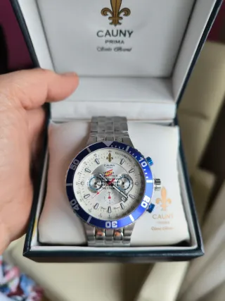 Reloj Cauny Caballero Cronógrafo Azul y Plata