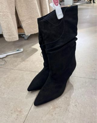 Botas Lefties Negras Talla 37 Fruncidas Tacón
