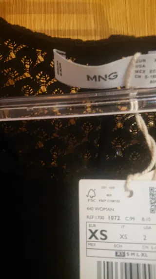 Vestido Mango Negro Talla XS